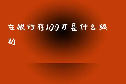 在银行存100万是什么级别_https://m.gongyisiwang.com_理财产品_第1张