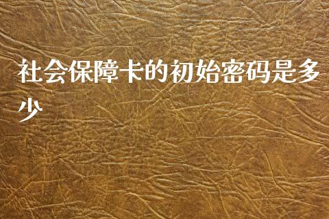 社会保障卡的初始密码是多少_https://m.gongyisiwang.com_保险理财_第1张