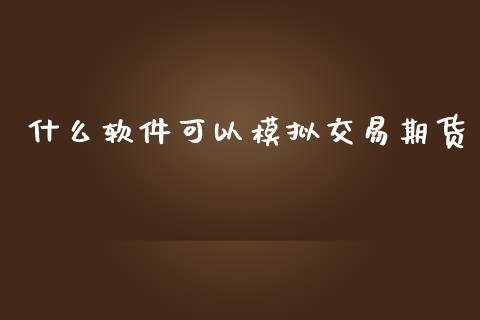 什么软件可以模拟交易期货_https://m.gongyisiwang.com_债券咨询_第1张