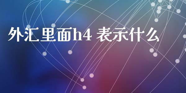 外汇里面h4 表示什么_https://m.gongyisiwang.com_财经时评_第1张