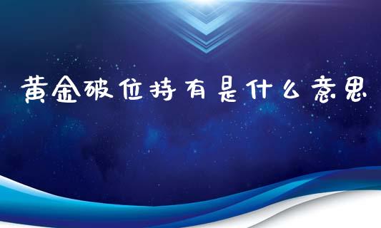 黄金破位持有是什么意思_https://m.gongyisiwang.com_财经时评_第1张