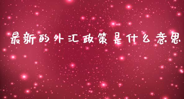 最新的外汇政策是什么意思_https://m.gongyisiwang.com_财经咨询_第1张