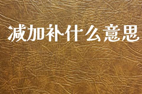 减加补什么意思_https://m.gongyisiwang.com_理财投资_第1张