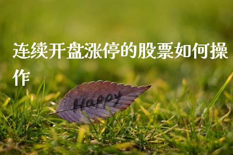 连续开盘涨停的股票如何操作_https://m.gongyisiwang.com_财经时评_第1张