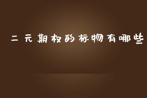 二元期权的标物有哪些_https://m.gongyisiwang.com_财经时评_第1张