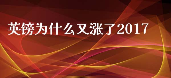 英镑为什么又涨了2017_https://m.gongyisiwang.com_财经咨询_第1张