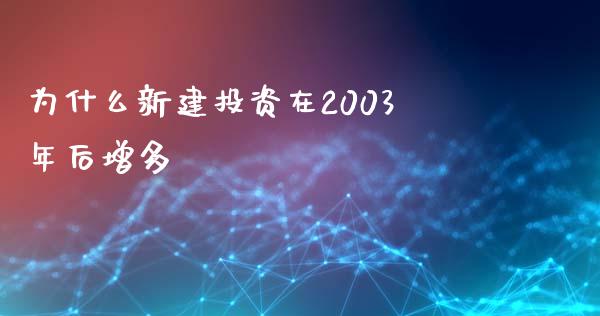 为什么新建投资在2003年后增多_https://m.gongyisiwang.com_商业资讯_第1张