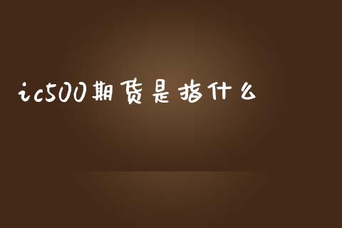 ic500期货是指什么_https://m.gongyisiwang.com_债券咨询_第1张