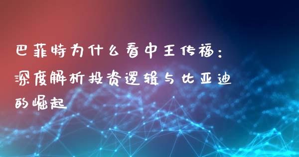 巴菲特为什么看中王传福：深度解析投资逻辑与比亚迪的崛起_https://m.gongyisiwang.com_理财产品_第1张