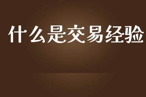 什么是交易经验_https://m.gongyisiwang.com_商业资讯_第1张