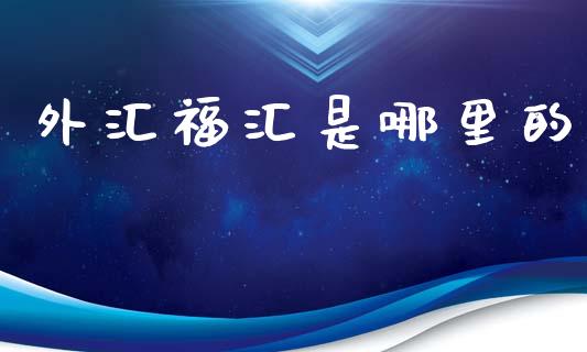 外汇福汇是哪里的_https://m.gongyisiwang.com_债券咨询_第1张