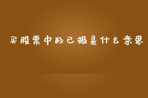 买股票中的已报是什么意思_https://m.gongyisiwang.com_债券咨询_第1张