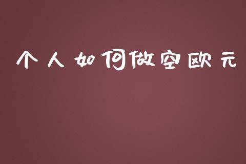 个人如何做空欧元_https://m.gongyisiwang.com_债券咨询_第1张