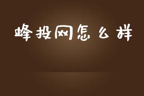 蜂投网怎么样_https://m.gongyisiwang.com_财经时评_第1张