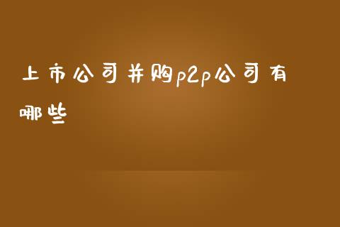 上市公司并购p2p公司有哪些_https://m.gongyisiwang.com_商业资讯_第1张