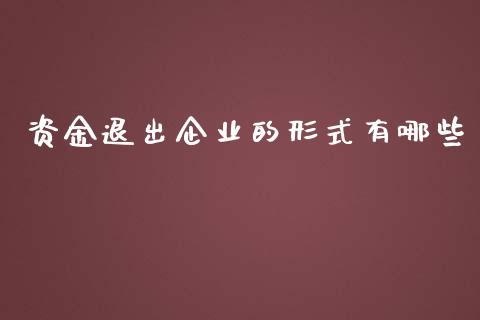 资金退出企业的形式有哪些_https://m.gongyisiwang.com_财经咨询_第1张