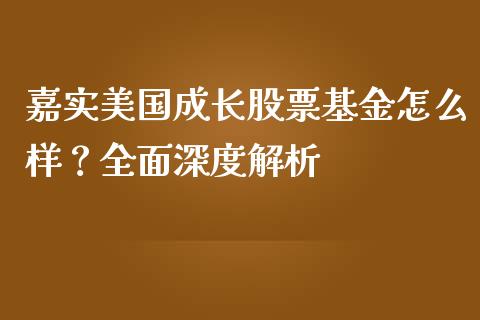 嘉实美国成长股票基金怎么样？全面深度解析_https://m.gongyisiwang.com_商业资讯_第1张