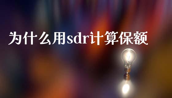 为什么用sdr计算保额_https://m.gongyisiwang.com_保险理财_第1张