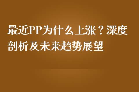 最近PP为什么上涨？深度剖析及未来趋势展望_https://m.gongyisiwang.com_信托投资_第1张