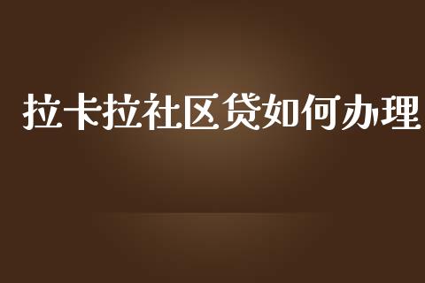 拉卡拉社区贷如何办理_https://m.gongyisiwang.com_债券咨询_第1张