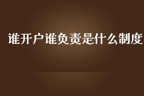 谁开户谁负责是什么制度_https://m.gongyisiwang.com_财经咨询_第1张