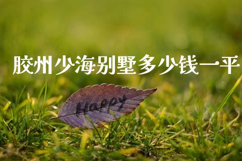 胶州少海别墅多少钱一平_https://m.gongyisiwang.com_财经时评_第1张