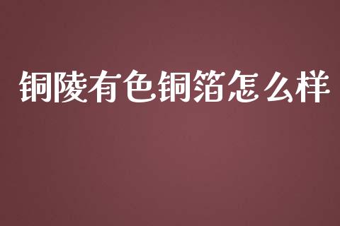 铜陵有色铜箔怎么样_https://m.gongyisiwang.com_财经咨询_第1张