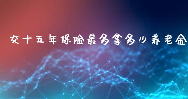 交十五年保险最多拿多少养老金_https://m.gongyisiwang.com_理财投资_第1张