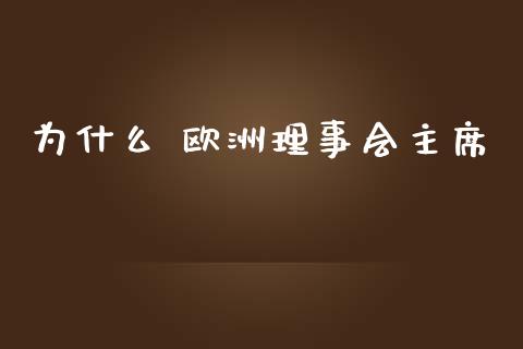 为什么 欧洲理事会主席_https://m.gongyisiwang.com_债券咨询_第1张