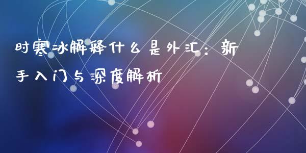 时寒冰解释什么是外汇:新手入门与深度解析_财经时评_第1张_财经咨询_财经时评_理财产品_商业资讯 时寒冰解释什么是外汇:新手入门与深度解析_https://m.gongyisiwang.com_财经时评_第1张