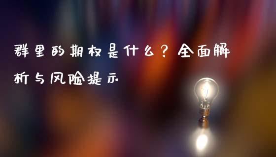 群里的期权是什么？全面解析与风险提示_https://m.gongyisiwang.com_财经咨询_第1张