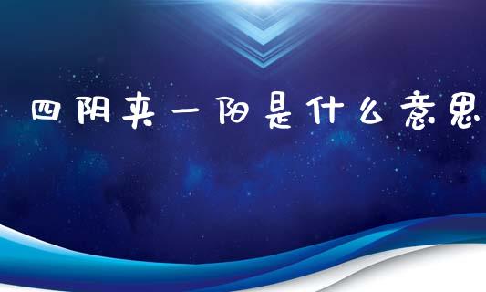 四阴夹一阳是什么意思_https://m.gongyisiwang.com_信托投资_第1张