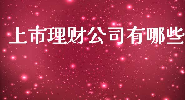 上市理财公司有哪些_https://m.gongyisiwang.com_财经时评_第1张