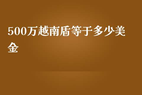 500万越南盾等于多少美金_https://m.gongyisiwang.com_理财投资_第1张