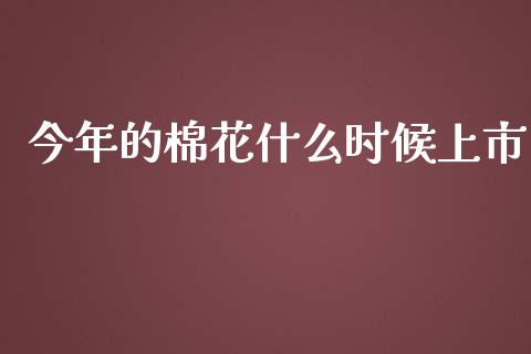 今年的棉花什么时候上市_https://m.gongyisiwang.com_财经咨询_第1张