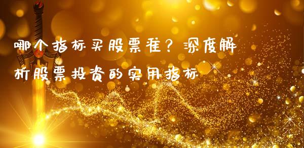 哪个指标买股票准？深度解析股票投资的实用指标_https://m.gongyisiwang.com_财经咨询_第1张