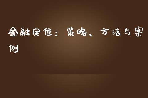 金融定位：策略、方法与案例_https://m.gongyisiwang.com_财经时评_第1张