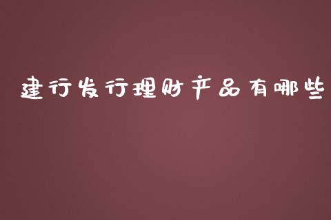 建行发行理财产品有哪些_https://m.gongyisiwang.com_理财投资_第1张