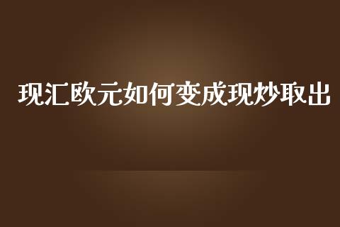 现汇欧元如何变成现炒取出_https://m.gongyisiwang.com_财经时评_第1张