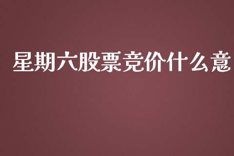 星期六股票竞价什么意_https://m.gongyisiwang.com_理财投资_第1张