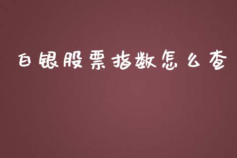 白银股票指数怎么查_https://m.gongyisiwang.com_理财投资_第1张