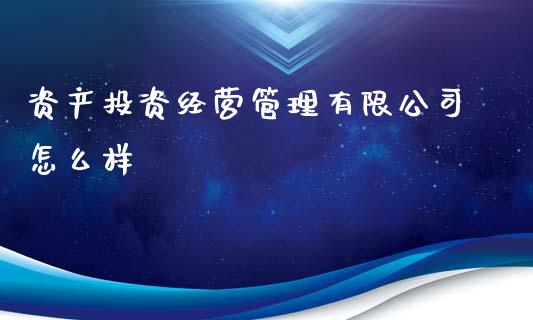 资产投资经营管理有限公司怎么样_https://m.gongyisiwang.com_商业资讯_第1张