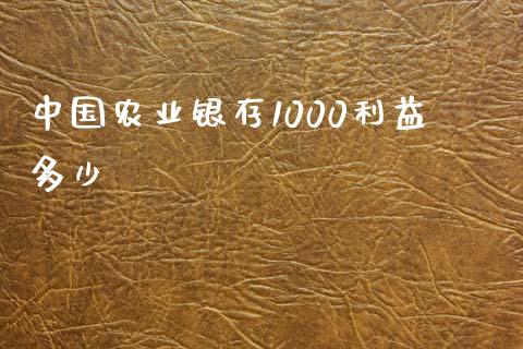 中国农业银存1000利益多少_https://m.gongyisiwang.com_商业资讯_第1张