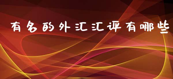 有名的外汇汇评有哪些_https://m.gongyisiwang.com_理财产品_第1张