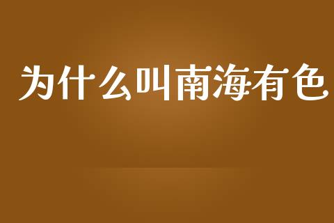 为什么叫南海有色_https://m.gongyisiwang.com_信托投资_第1张