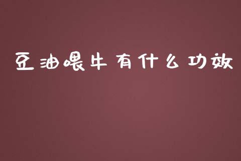 豆油喂牛有什么功效_https://m.gongyisiwang.com_保险理财_第1张