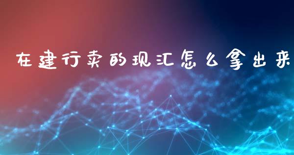 在建行卖的现汇怎么拿出来_https://m.gongyisiwang.com_财经咨询_第1张