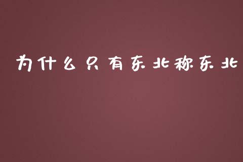 为什么只有东北称东北_https://m.gongyisiwang.com_债券咨询_第1张