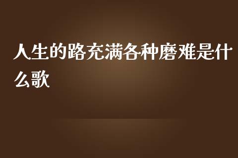 人生的路充满各种磨难是什么歌_https://m.gongyisiwang.com_理财投资_第1张