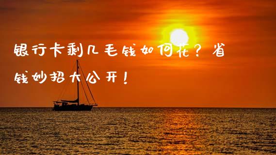 银行卡剩几毛钱如何花？省钱妙招大公开！_https://m.gongyisiwang.com_商业资讯_第1张